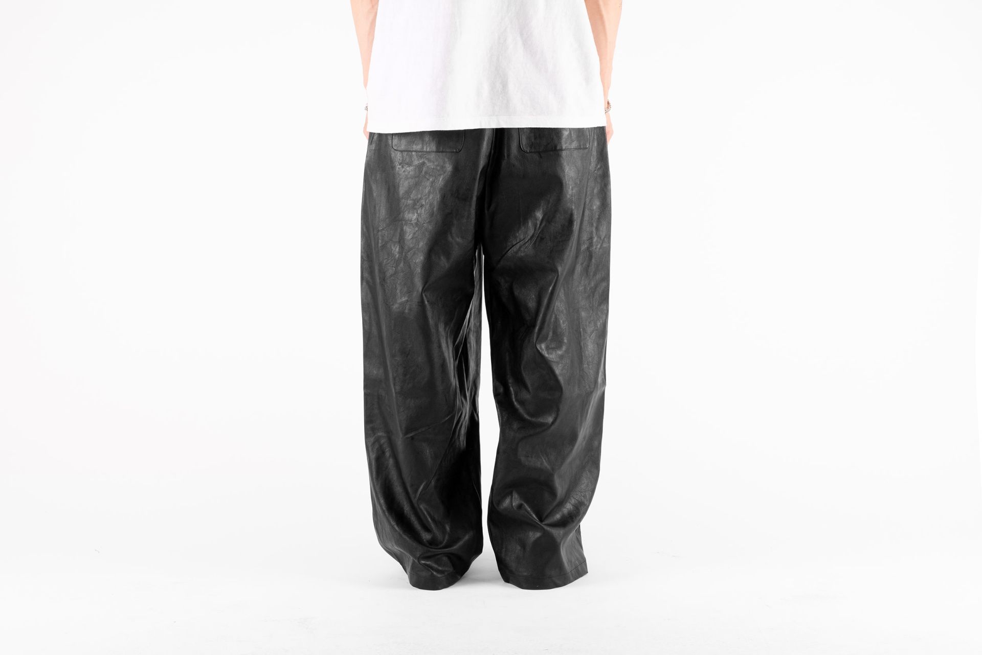 Vegan Leather One Tuck Track Pants